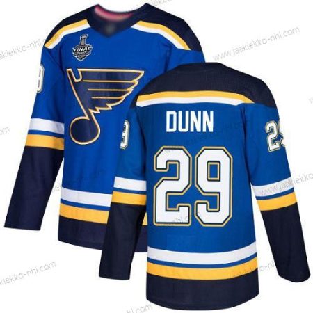 Miesten St. Louis Blues #29 Vince Dunn Sininen Kotiottelupaita Aito 2019 Stanley Cup Final Bound Ommeltu Jääkiekko Paita