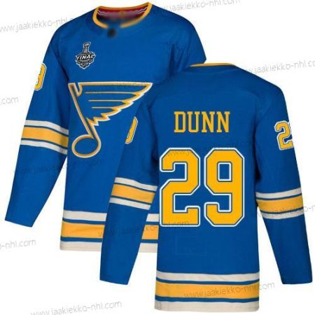 Miesten St. Louis Blues #29 Vince Dunn Sininen Vaihtopaita Aito 2019 Stanley Cup Final Bound Ommeltu Jääkiekko Paita