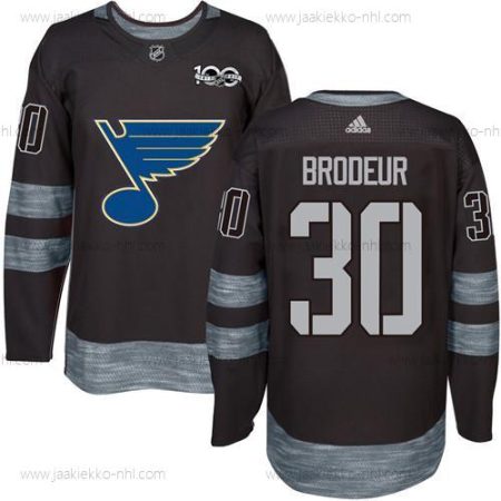 Miesten St. Louis Blues #30 Martin Brodeur Musta 1917-2017 100th Vuosipäivä Ommeltu NHL Paita