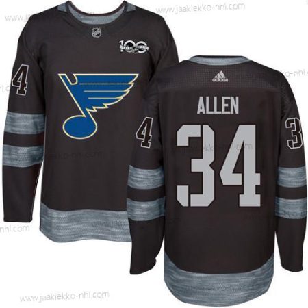 Miesten St. Louis Blues #34 Jake Allen Musta 1917-2017 100th Vuosipäivä Ommeltu NHL Paita