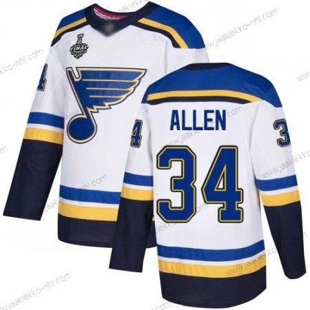 Miesten St. Louis Blues #34 Jake Allen Valkoinen Road Aito 2019 Stanley Cup Final Bound Ommeltu Jääkiekko Paita