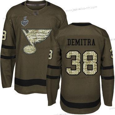 Miesten St. Louis Blues #38 Pavol Demitra Vihreä Salute to Service 2019 Stanley Cup Final Bound Ommeltu Jääkiekko Paita