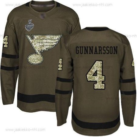 Miesten St. Louis Blues #4 Carl Gunnarsson Vihreä Salute to Service 2019 Stanley Cup Final Bound Ommeltu Jääkiekko Paita