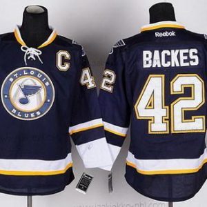 Miesten St. Louis Blues #42 David Backes Laivastonsininen Sininen Vieraspaita Paita