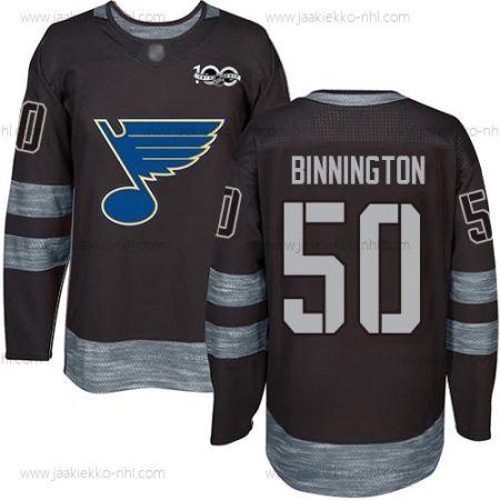 Miesten St. Louis Blues #50 Jordan Binnington Musta 1917-2017 100th Vuosipäivä Ommeltu Jääkiekko Paita