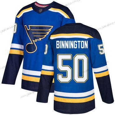 Miesten St. Louis Blues #50 Jordan Binnington Sininen Kotiottelupaita Aito Ommeltu Jääkiekko Paita Versio 2