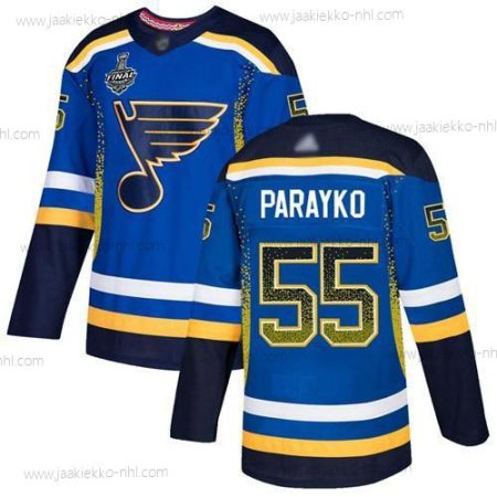 Miesten St. Louis Blues #55 Colton Parayko Sininen Kotiottelupaita Aito 2019 Stanley Cup Final Bound Ommeltu Jääkiekko Paita Versio 2