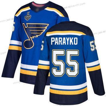 Miesten St. Louis Blues #55 Colton Parayko Sininen Kotiottelupaita Aito 2019 Stanley Cup Final Bound Ommeltu Jääkiekko Paita