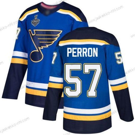 Miesten St. Louis Blues #57 David Perron Sininen Kotiottelupaita Aito 2019 Stanley Cup Final Bound Ommeltu Jääkiekko Paita