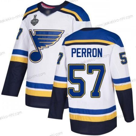 Miesten St. Louis Blues #57 David Perron Valkoinen Road Aito 2019 Stanley Cup Final Bound Ommeltu Jääkiekko Paita