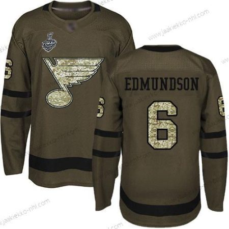 Miesten St. Louis Blues #6 Joel Edmundson Vihreä Salute to Service 2019 Stanley Cup Final Bound Ommeltu Jääkiekko Paita