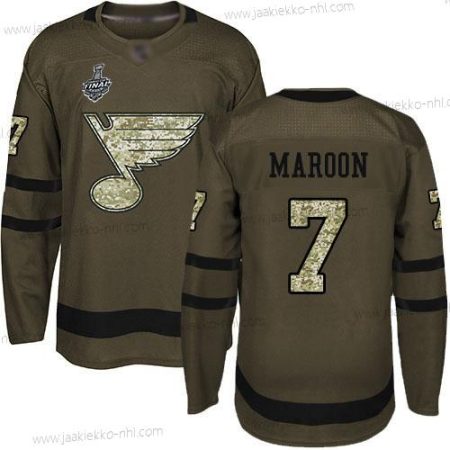 Miesten St. Louis Blues #7 Patrick Maroon Vihreä Salute to Service 2019 Stanley Cup Final Bound Ommeltu Jääkiekko Paita