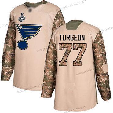 Miesten St. Louis Blues #77 Pierre Turgeon Maastokuvio Aito 2017 Veterans Day 2019 Stanley Cup Final Bound Ommeltu Jääkiekko Paita