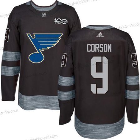 Miesten St. Louis Blues #9 Shayne Corson Musta 1917-2017 100th Vuosipäivä Ommeltu NHL Paita