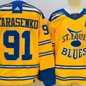 Miesten St. Louis Blues #91 Vladimir Tarasenko Keltainen 2022-23 Käänteinen Retro Ommeltu Paita