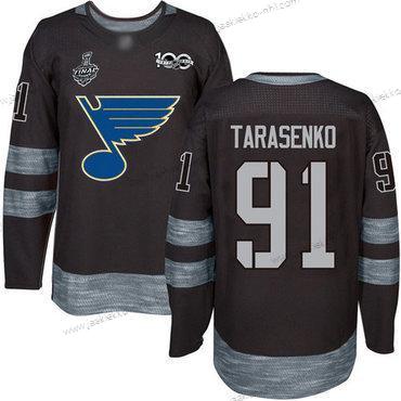 Miesten St. Louis Blues #91 Vladimir Tarasenko Musta 1917-2017 100th Vuosipäivä 2019 Stanley Cup Final Bound Ommeltu Jääkiekko Paita