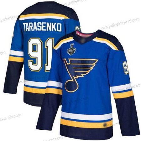 Miesten St. Louis Blues #91 Vladimir Tarasenko Sininen Kotiottelupaita Aito 2019 Stanley Cup Final Bound Ommeltu Jääkiekko Paita