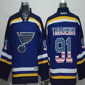 Miesten St. Louis Blues #91 Vladimir Tarasenko USA Flag Sininen Paita