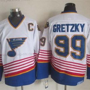 Miesten St. Louis Blues #99 Wayne Gretzky 1995 Valkoinen Retro CCM Paita