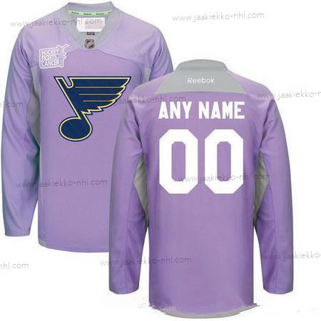 Miesten St. Louis Blues Mukautettu Violetti Pinkki Reebok Jääkiekko Taistelee syöpää vastaan Harjoitus Paita