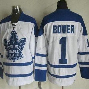 Miesten Toronto Maple Leafs #1 Johnny Bower 1998-99 Valkoinen CCM Vintage Paita