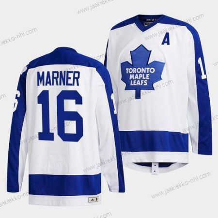 Miesten Toronto Maple Leafs #16 Mitchell Marner Valkoinen Klassinens Primary Logo Ommeltu Paita