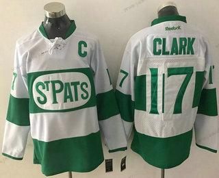 Miesten Toronto Maple Leafs #17 Wendel Clark Valkoinen 2017 St. Patrick’S Day Vihreä Ommeltu NHL Reebok Jääkiekko Paita