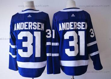 Miesten Toronto Maple Leafs #31 Frederik Andersen Royal Sininen Kotiottelupaita 2017-2018 Jääkiekko Ommeltu NHL Paita