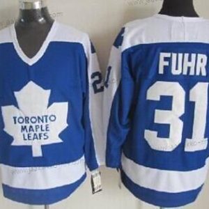 Miesten Toronto Maple Leafs #31 Grant Fuhr Sininen With Valkoinen Retro CCM Paita