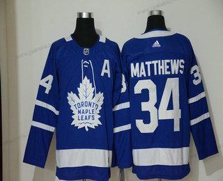 Miesten Toronto Maple Leafs #34 Auston Matthews Royal Sininen With A Patch Kotiottelupaita Ommeltu NHL Paita