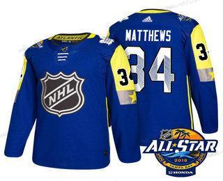 Miesten Toronto Maple Leafs #34 Auston Matthews Sininen 2018 NHL All-Star Ommeltu Jääkiekko Paita