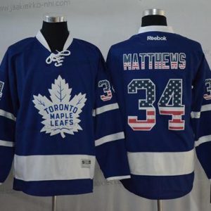 Miesten Toronto Maple Leafs #34 Auston Matthews Sininen USA Flag Ommeltu NHL Paita