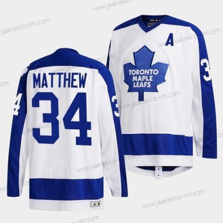 Miesten Toronto Maple Leafs #34 Auston Matthews Valkoinen Klassinens Primary Logo Ommeltu Paita