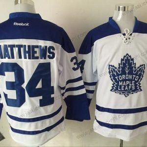 Miesten Toronto Maple Leafs #34 Auston Matthews Valkoinen Vieraspaita Ommeltu NHL Reebok Jääkiekko Paita