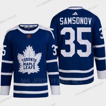 Miesten Toronto Maple Leafs #35 Ilya Samsonov Sininen 2022 Käänteinen Retro Primegreen Paita