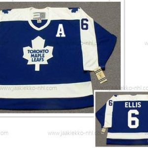 Miesten Toronto Maple Leafs #6 Ron Ellis With A Patch Sininen With Valkoinen Retro CCM Paita