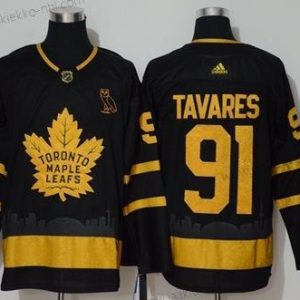 Miesten Toronto Maple Leafs #91 John Tavares Musta City Edition Aito Ommeltu Jääkiekko Paita