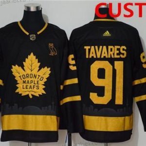 Miesten Toronto Maple Leafs Mukautettu Musta Kultaen City Edition Ommeltu NHL Paita