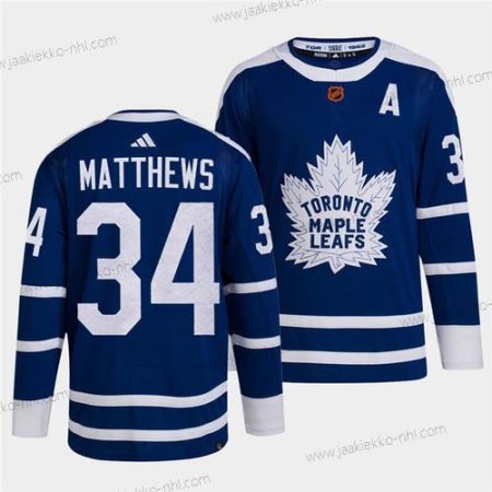 Miesten Toronto Maple Leafs Musta #34 Auston Matthews Sininen 2022 Käänteinen Retro Ommeltu Paita