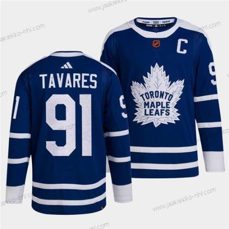 Miesten Toronto Maple Leafs Musta #91 John Tavares Sininen 2022 Käänteinen Retro Ommeltu Paita