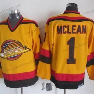 Miesten Vancouver Canucks #1 Kirk Mclean 1985-86 Keltainen CCM Vintage Paita