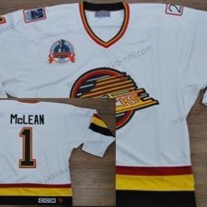 Miesten Vancouver Canucks #1 Kirk Mclean Valkoinen Retro CCM Paita