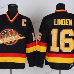 Miesten Vancouver Canucks #16 Trevor Linden Musta Retro CCM Paita