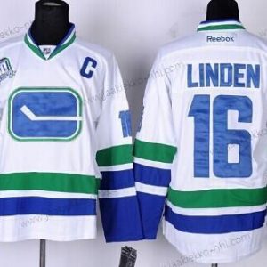 Miesten Vancouver Canucks #16 Trevor Linden Valkoinen Vieraspaita Paita