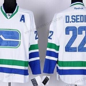 Miesten Vancouver Canucks #22 Daniel Sedin Valkoinen Vieraspaita Paita