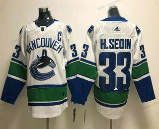 Miesten Vancouver Canucks #33 Henrik Sedin Valkoinen 2017-2018 Jääkiekko Ommeltu NHL Paita