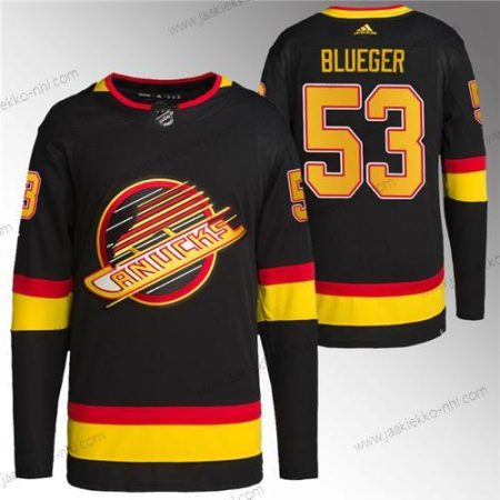 Miesten Vancouver Canucks #53 Teddy Sininenger Musta Retro Ommeltu Paita