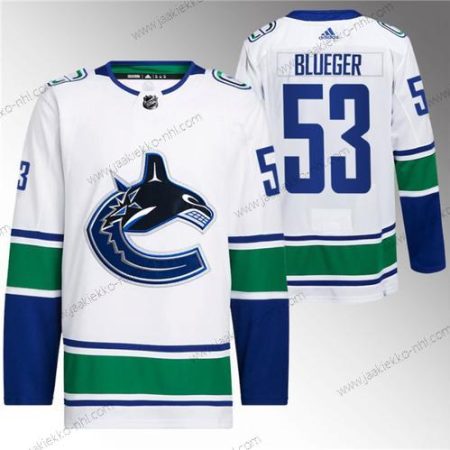 Miesten Vancouver Canucks #53 Teddy Sininenger Valkoinen Retro Ommeltu Paita