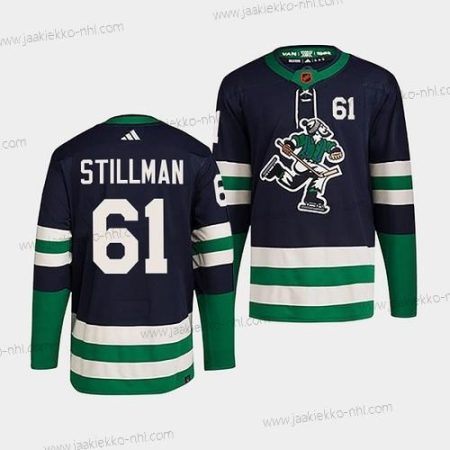 Miesten Vancouver Canucks #61 Riley Stillman Laivastonsininen 2022 Käänteinen Retro Ommeltu Paita