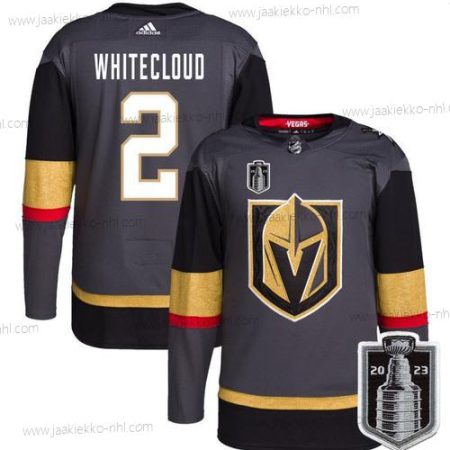 Miesten Vegas Golden Knights #2 Zach Valkoinencloud Harmaa 2023 Stanley Cup Final Ommeltu Paita